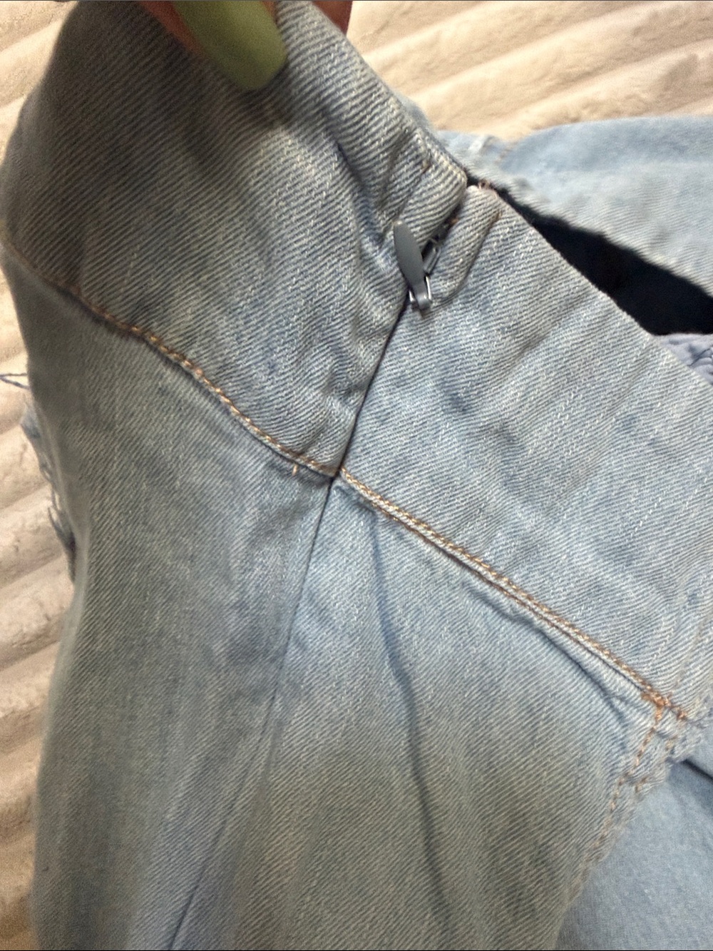 Pilcro Light Blue Distressed Denim Strapless Flare Dress - Picture 7 of 8